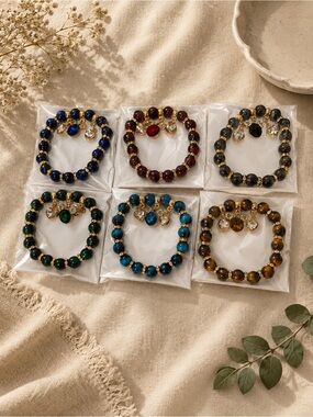 6 two tone bracelets different colors